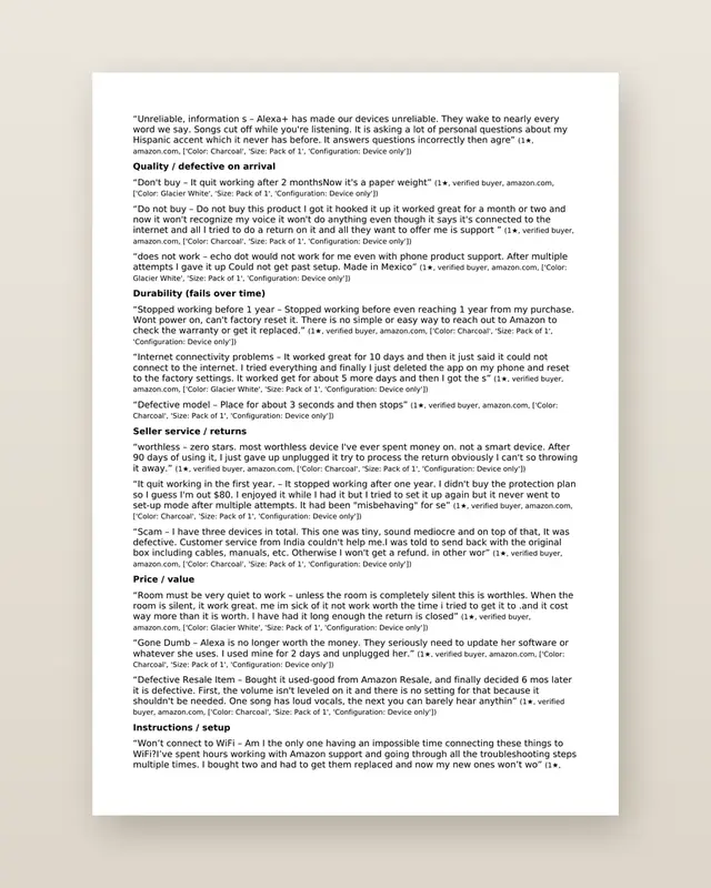 Amazon 1-Star Report: Sample page 2