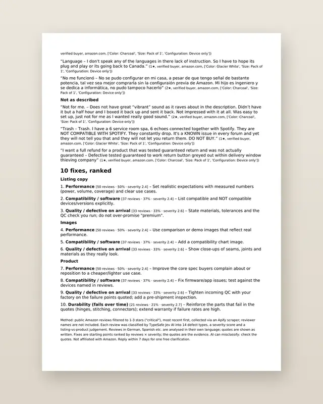 Amazon 1-Star Report: Sample page 3