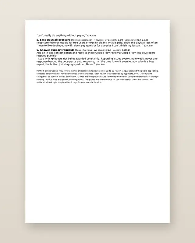AppGripe for Android: Sample page 3