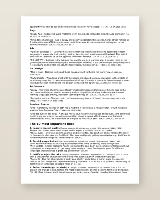 AppGripe for iOS: Sample page 2