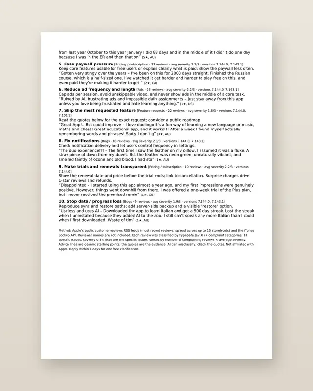 AppGripe for iOS: Sample page 3