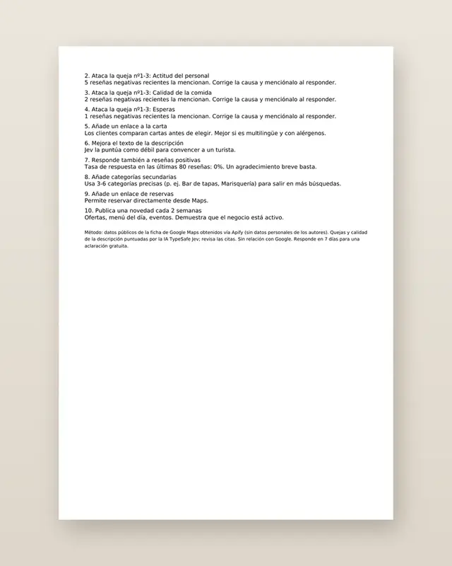 Google Profile Audit: Sample page 2