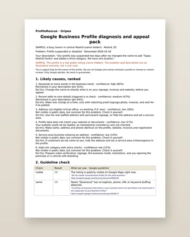 ProfileRescue: Sample page 1