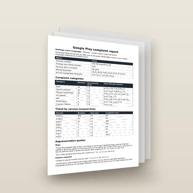 AppGripe for Android sample report