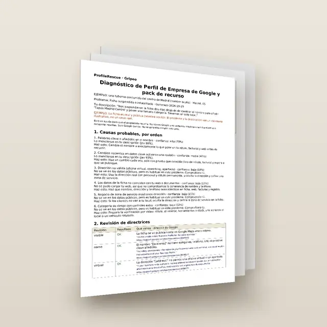 ProfileRescue: The sample report, pages stacked