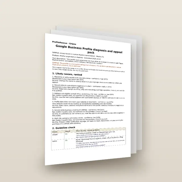 ProfileRescue sample report